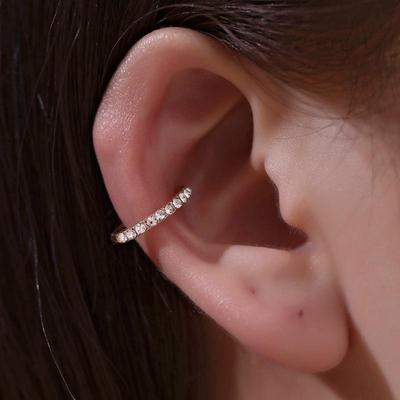 Ear Cuff Minimalista com Strass para Mulheres - Não Requer Piercing, Estilo Europeu & Americano