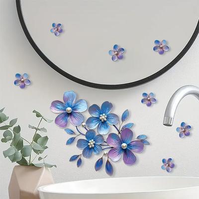 Aquarell-Tinte Farbverlauf Botanisch Floral Wandaufkleber, Selbstklebende Dekoration für Schlafzimmer Schminktisch Badezimmer Dekoration