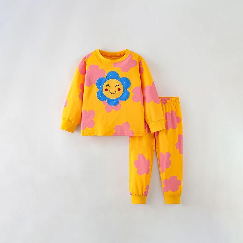 

Malwee Girls Home Wear Autumn Clothing New Arrival European and American Baby Pure Cotton Cute round Neck Long Sleeves Pants Kids Suit