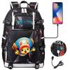 Anime Print USB Backpack Large Capacity Youth Student Bookbag Casual Travel Daypack