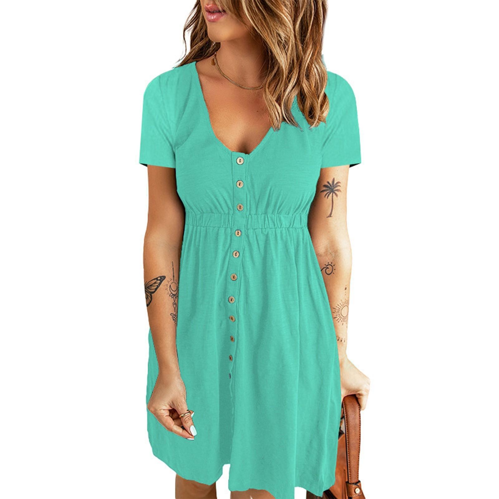 

A Fashionable Solid-colored Loose Dress For Ladies XL