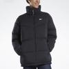 Reebok Solid Color Stand Collar Warm Zipper Jacket Down Coat Unisex Jackets Black HS3887