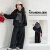 2026 Mädchen gestreifter Schal-Hoodie & Weithosen-Set