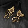Three-Dimensional Bronze Rose Snake Stud Earrings, Retro High-End Sense Exaggerated Cold Wind Earrings Women