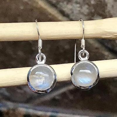 Boucle d’oreille en pierre de lune, boucle d’oreille Dangle, boucle d’oreille faite à la main, boucle d’oreille lunette, boucle d’oreille en pierre précieuse, cadeau d’anniversaire, pierre ronde, bijoux cadeaux
