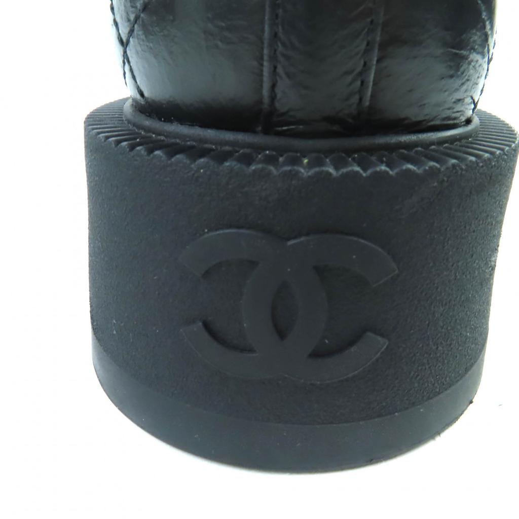 CHANEL short boots black leather Women 38 24A G45833 Used