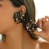 European and American Fashion Women Wild Leopard Print Flower Stud Earrings Personalized Retro Ins Autumn and Winter Earrings