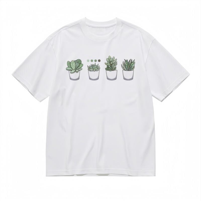 Women's Breathable Classic T-Shirt Multi-Variety Succulent Plants Artwork Tee