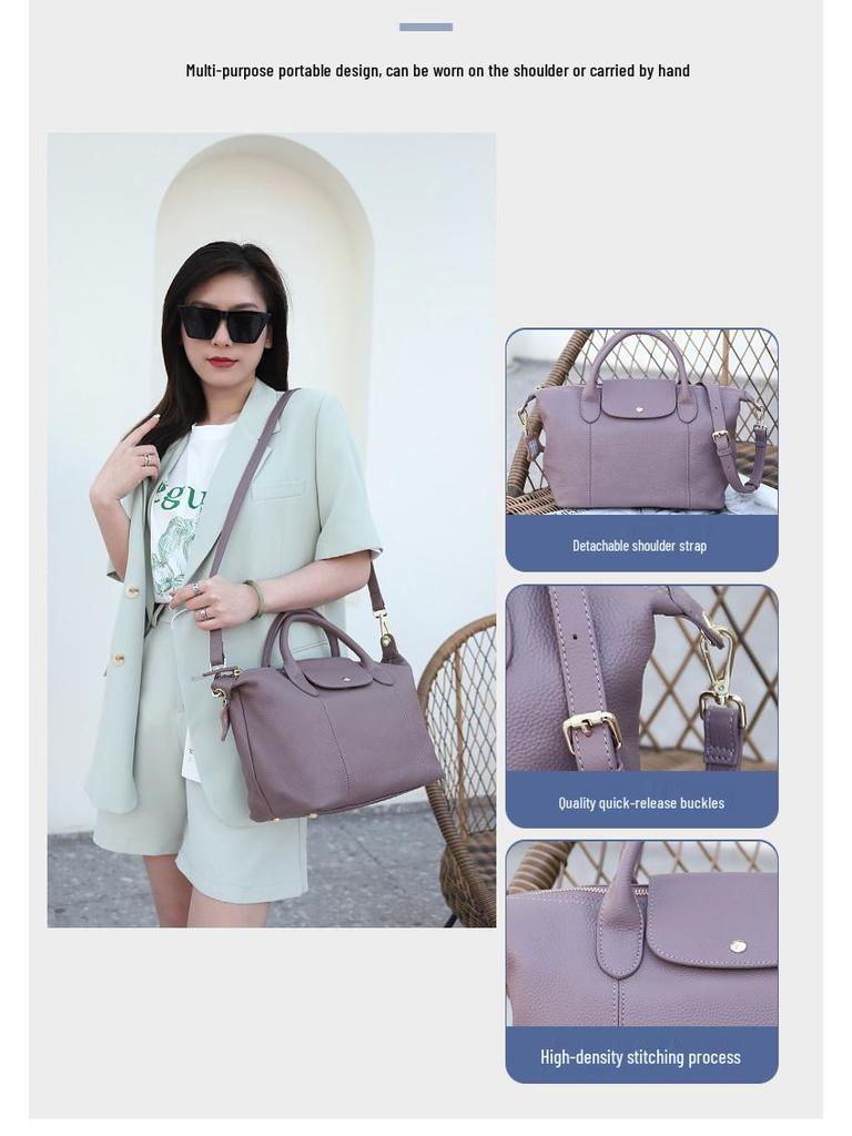 Women's Genuine Leather Tote: 2025 New Arrival, Large Capacity, Casual Shoulder & Crossbody Boston Bag
