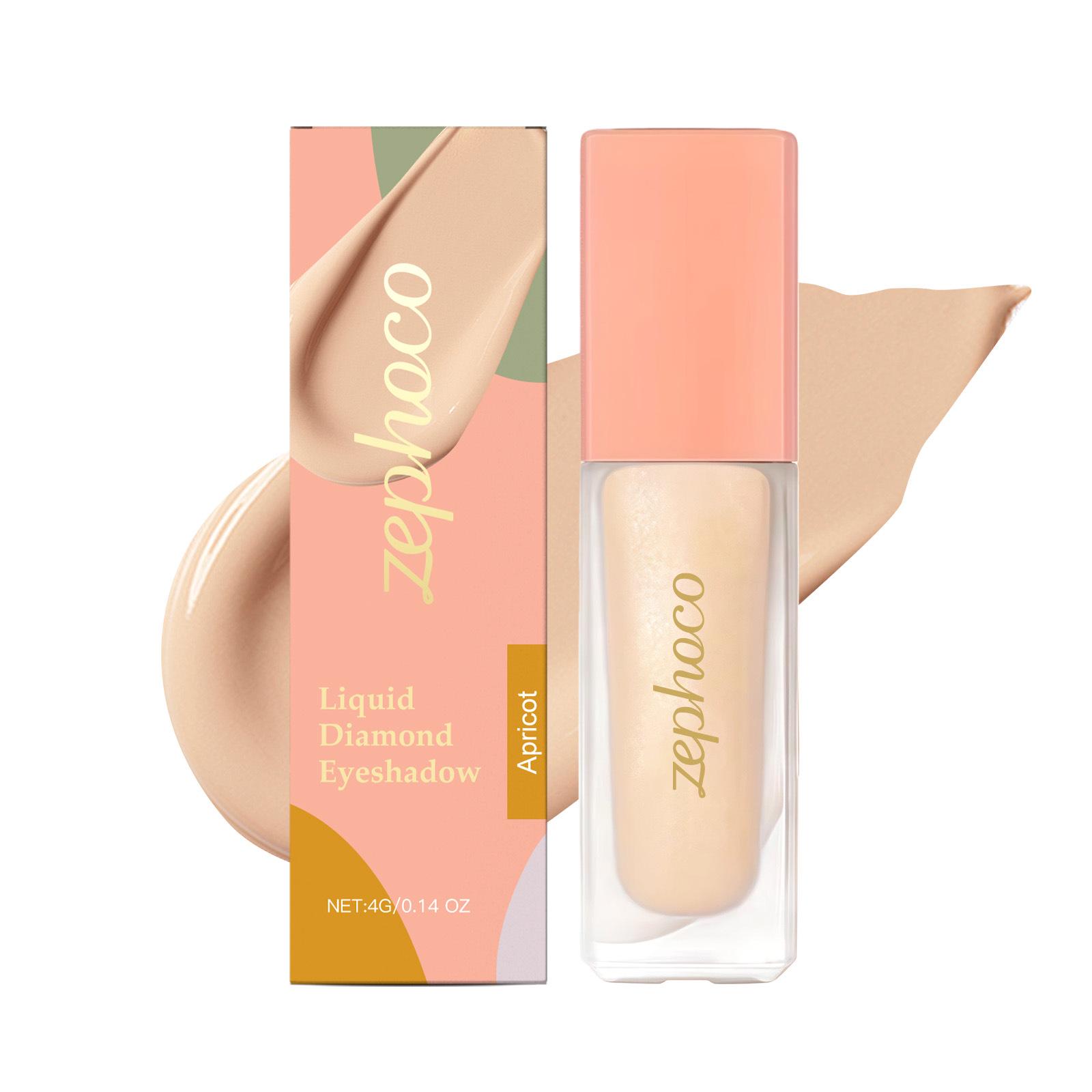 Zephoco Diamond Shimmer Eyeshadow (Apricot) - Natural Pearlescent Glitter for Beautiful Eye Makeup.
