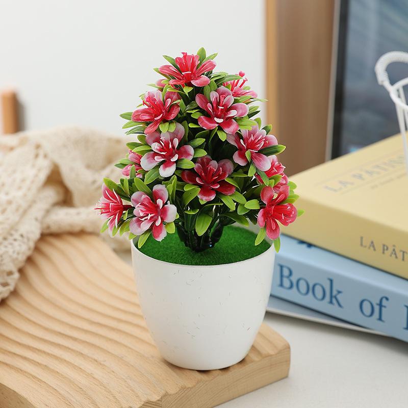 1pc Artificial Potted Plant Small Bonsai Flowers Pot Simulated Tree Ornaments Wedding Home Hotel Office Table Decor Fake Plants
