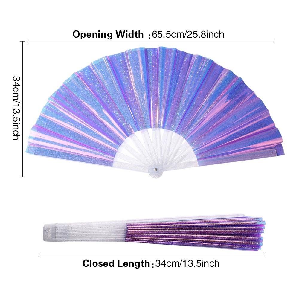Iridescent Finish Folding Fan Large Size Cooling Fan New Handheld Fan  Summer
