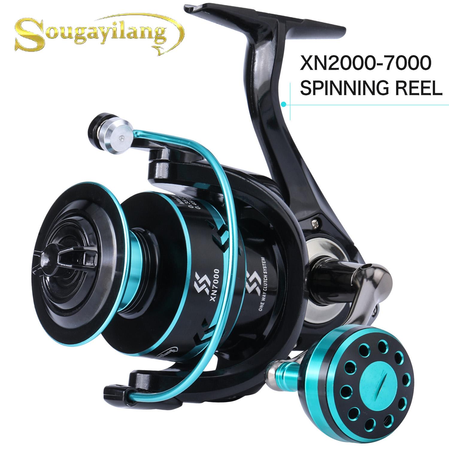 

SOUGAYILANG Рыболовная катушка серии 2000-7000 с максимальным сопротивлением 10 кг, катушка с металлической шариковой ручкой, спиннинговая катушка, катушка для морской воды, рыболовные инструменты для карповой катушки 2000 Series чёрный/синий