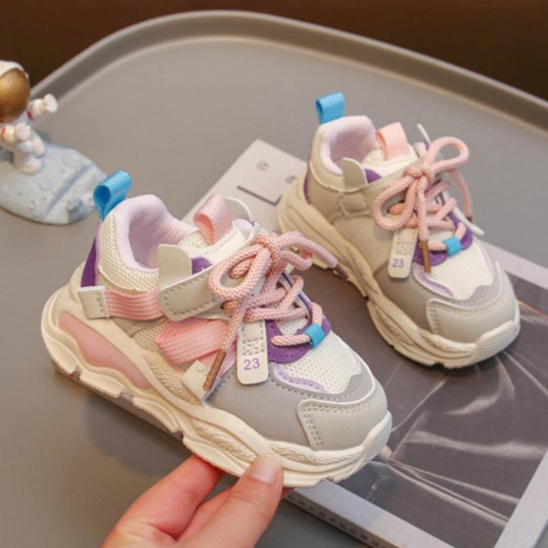 Children's Sports Shoes Trendy Dad Shoes Mesh Breathable Running Shoes Color Matching Soft Sole Casual Shoes