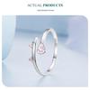 Ziyun S925 Silver Cat Open Ring with Pink Heart and Paw Print Design BSR316