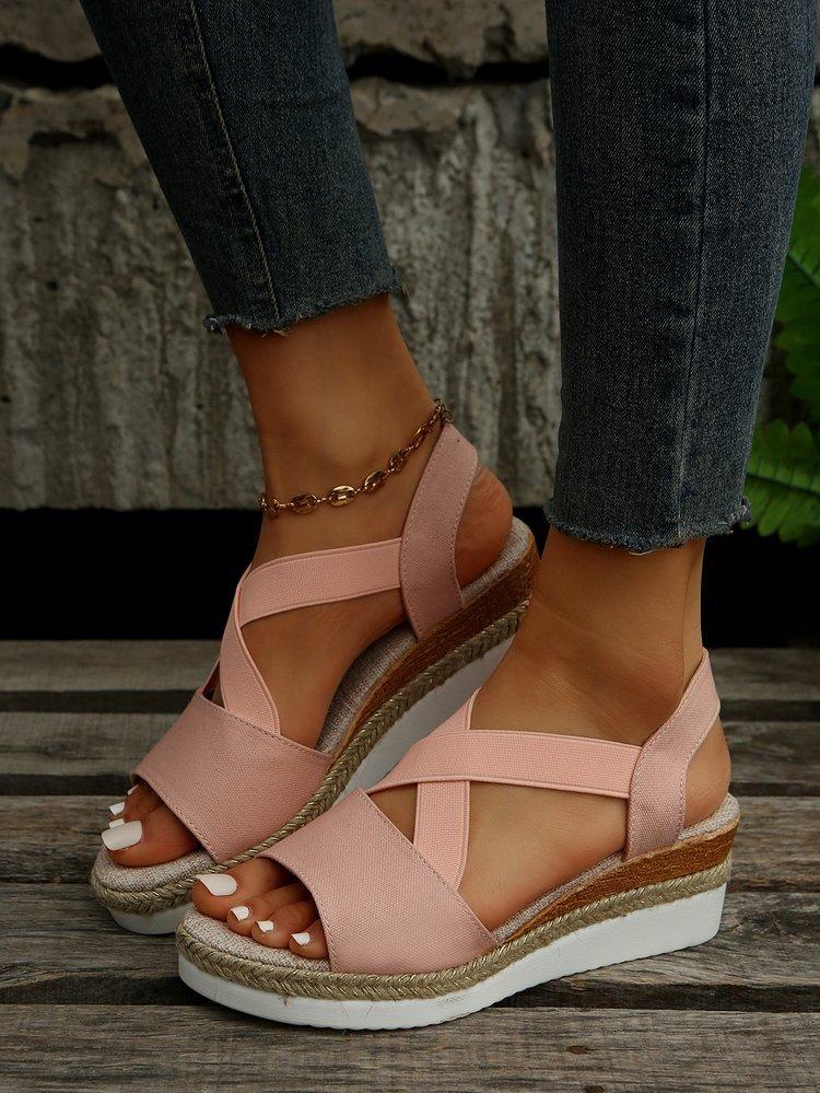 

Женские сандалии большого размера 43, лето 2024, новые, на плоской подошве, на танкетке, с открытым носком, повседневные 43