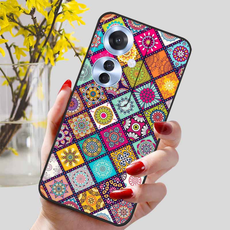 Phone Cover for OPPO Reno11 F 5G Case Black Silicone TPU Fashion Marble Print Shells for Oppo Reno 11F Protective Capa Soft Bags