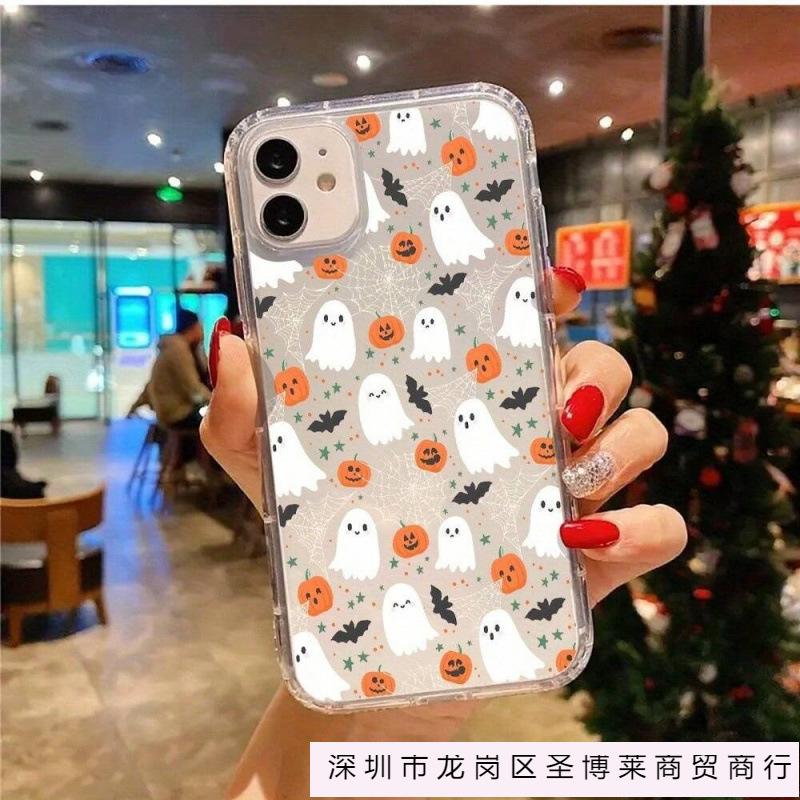 Spider web pumpkin ghost applies to Apple 16promax mobile phone case 15plus transparent 1413 airbag 12 bursts