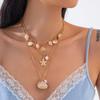 3pcs Bohemian Shell Starfish Pendant Necklace Ocean Series Multi-layered Alloy Pearl Clavicle Chain Necklaces for Women Summer Fashion Jewelry