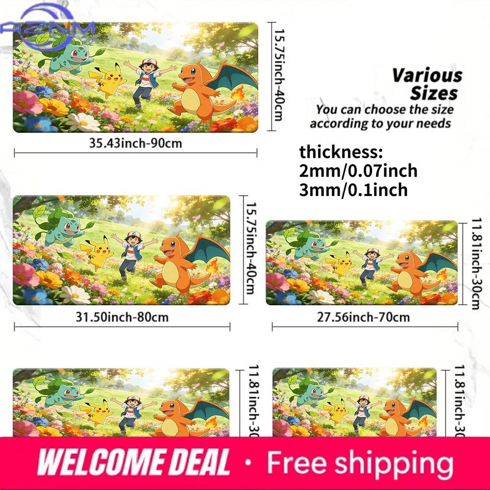 Bulbasaur Green Grass Field Gaming Mouse Pad NonSlip Desk Mat 40x80x0.2cm