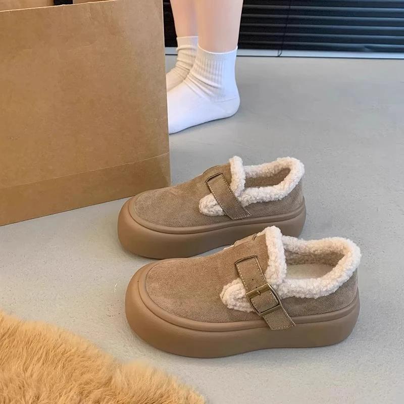 Fashion 2025 Women Winter Casual Boots New Moccasins Soft Platform Non-slip Loafers Fashion Warm Plush Slip on Female Cotton Boken Shoes