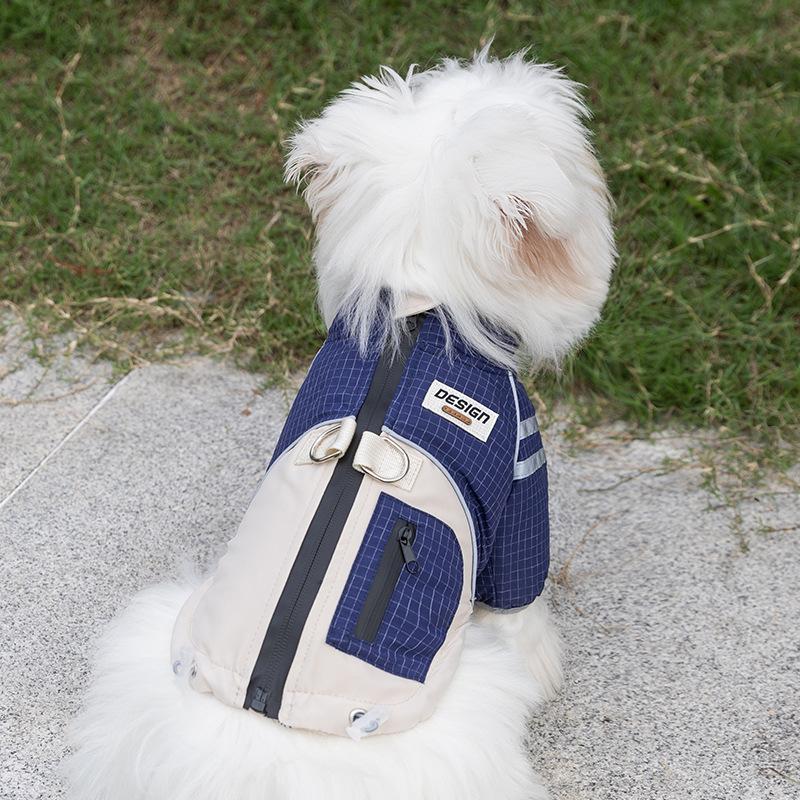 Autumn Winter Dog Outfit Functional Plaid Dog Cotton Coat Thickened Warm Dog Pet Clothes