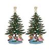 10 Inch Wooden Mini Christmas Tree Handmade 3D Xmas Tree Tabletop Centerpiece with Angel Topper for Home Office Mantel Decor