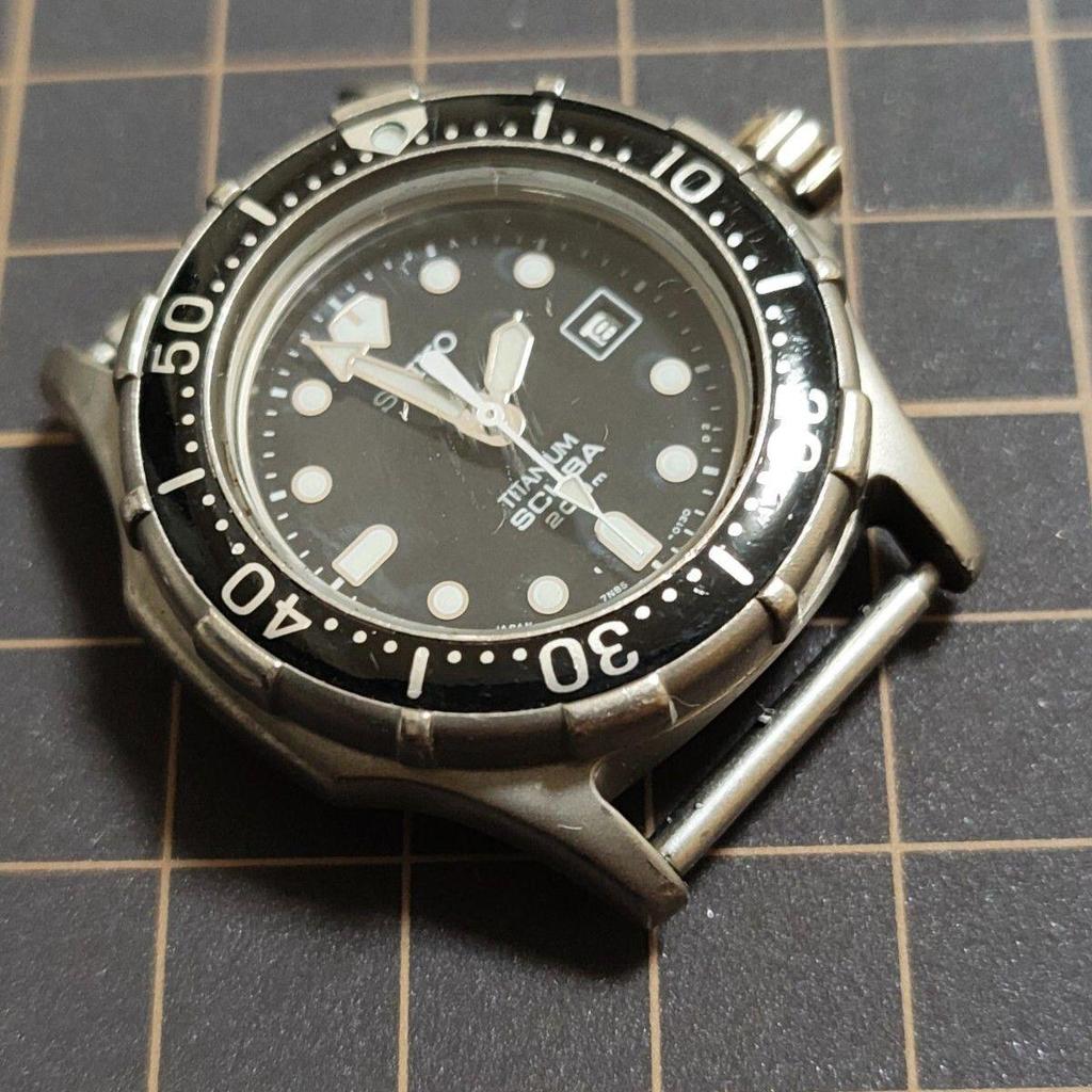Used [Working Item] SEIKO SCUBA Titanium Diver Watch New Battery Wristwatch Management K26