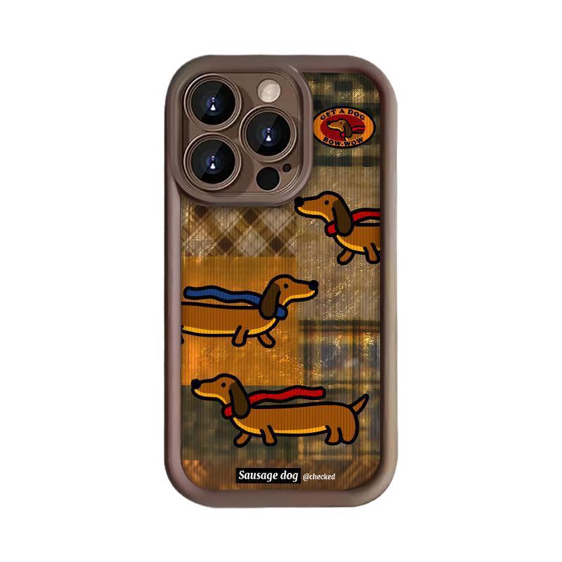 New Cartoon Brown Plaid Dachshund for Iphone11promax Apple 11 Protective Case 11 Mobile Phone Case