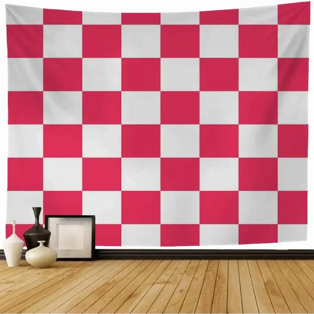 Checkered Tapestry Geometric Squares Style Tapestry Traditional Game Board Tapestry Wall Hanging for Bedroom Living Room Dorm