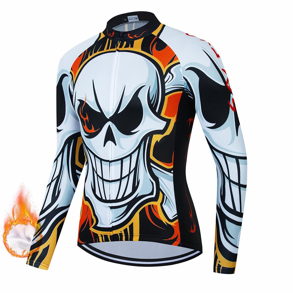 2026 Winter Velvet Warm Skull Pattern Winter Cycling Clothing Thermal Fleece Bicycle Jersey Set MTB Clothes Road Bike Uniforme Ropa Maílllot Ciclismo