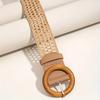PP Casual Beach Fashion Grass Belt with Round Wooden Buckle for Women's Dress