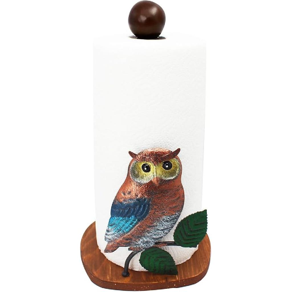 Paper Towel Holder Stand, Paper Towel Holder Countertop Wood with Rooster Decorations for Kitchen Farmhouse Villa Apartment Rooster Decor (Rooster)