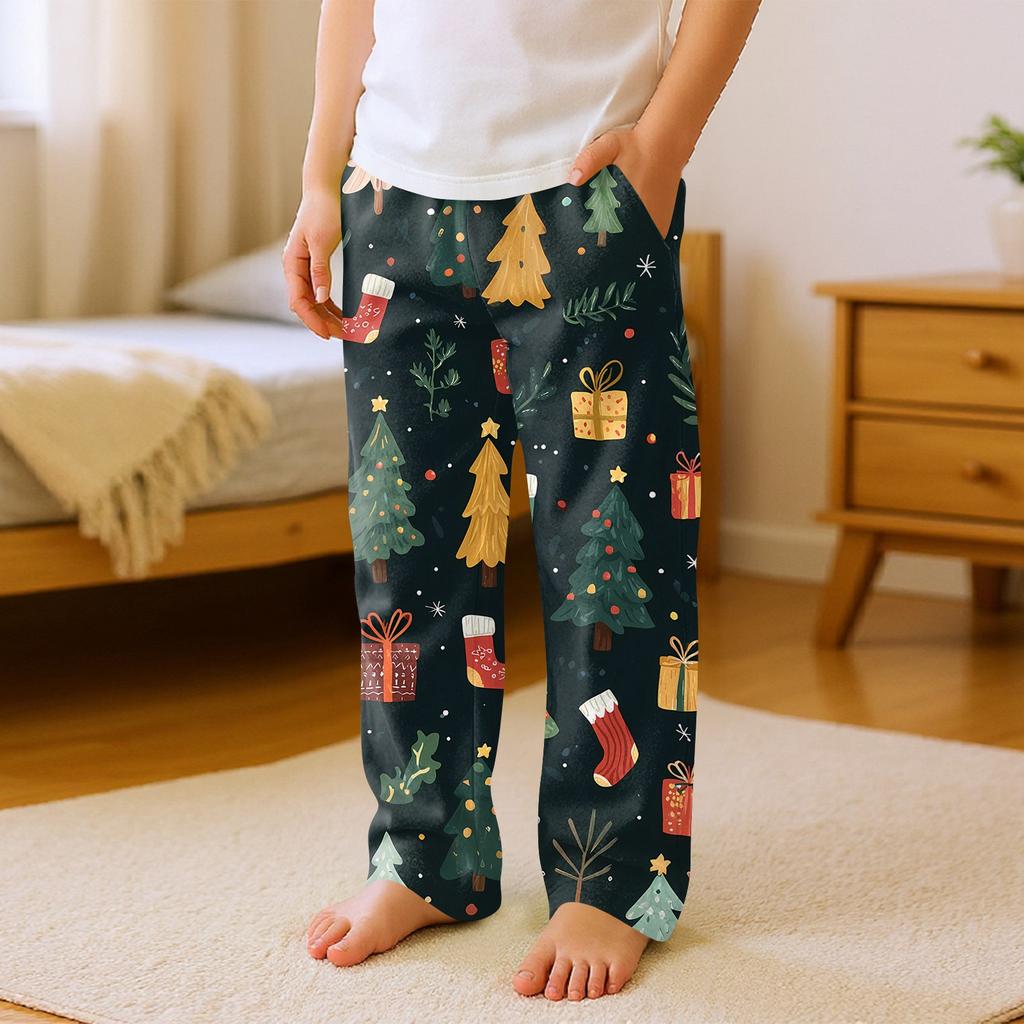 Kinder Weiche Bequeme Pyjamahose Lässig Weihnachtsprint Haushose