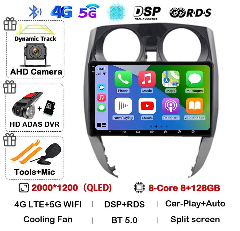 Android 14 Carplay Auto WIFI+4G For Nissan Note 2 E12 2012 - 2021 Car Radio 2 Din Stereo Multimedia Video Player GPS Navigation
