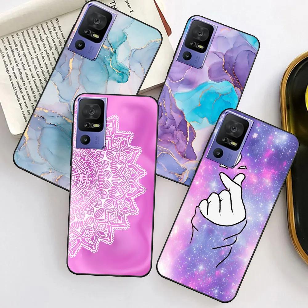 Case For TCL 40 SE Coque TPU Soft Silicone Fashion Phone Funda For TCL 40 SE Back Cover Floral Case Luxury Capa Marble Bumper