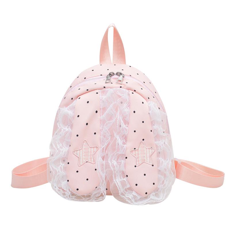 Schoolbag Korean version of sweet girl polka dot lace backpack new lop-eared rabbit trend high value travel foreign style backpack