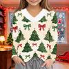 Girls Christmas Print V-Neck Casual Top for Winter