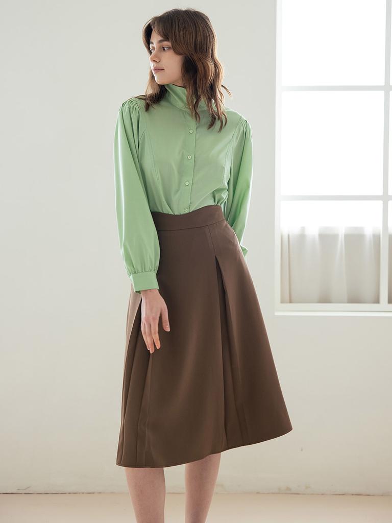 Wednesday Delight Wed_Irregular High-Waist Skirt_Brown