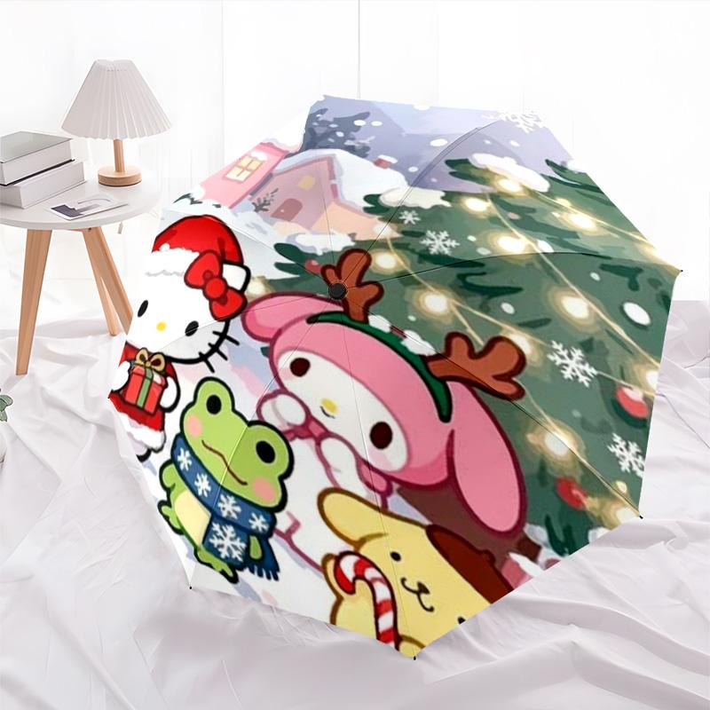 1pc Sanrio Umbrella Portable Folding Umbrella Iron Frame Hole Bone Structure Outdoor Home Umbrella