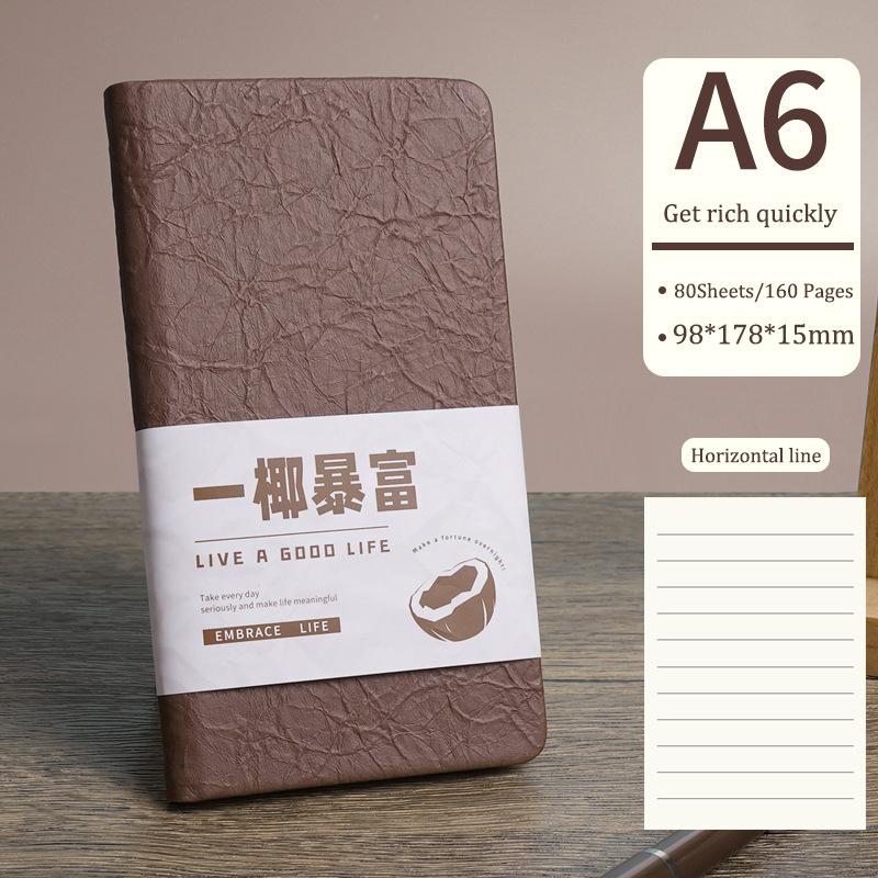 Colorful A6 Hardcover Notebook,Horizontal Line Pages.80 Sheets/160 Pages/Book 70GSM,Office Students Supplies