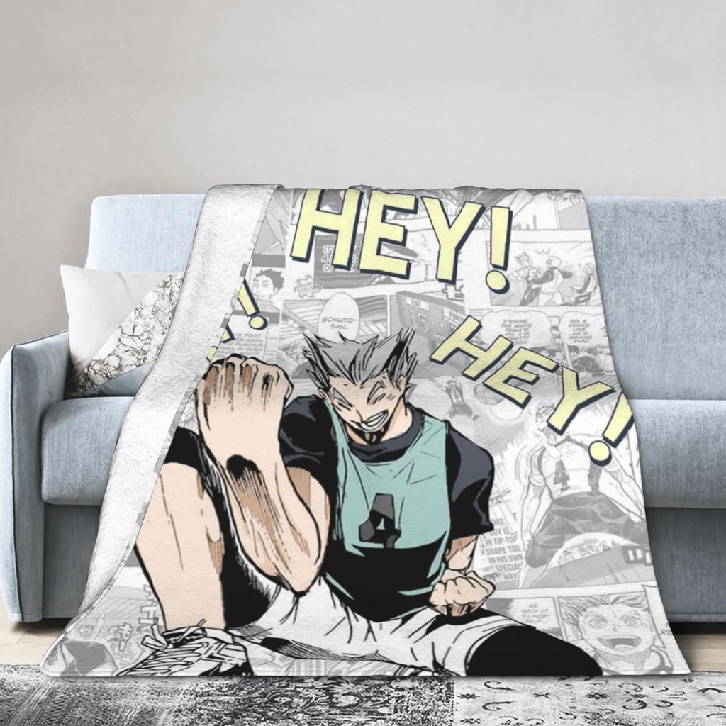 Aoba Johsai Volleyball Flannel Blankets Japanese Anime Funny Throw Blankets for Home Hotel Sofa 150*125cm Bedspreads