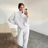 Spring and Autumn Women's Fashion Button Up Collar Hoodie Loose Pants, Hoodie Set