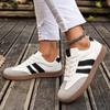 Women's Color-Blocked Round-Toe Lace-Up Flat Low-Top Training Sports Board Shoes, European Style, Available In Large Sizes.