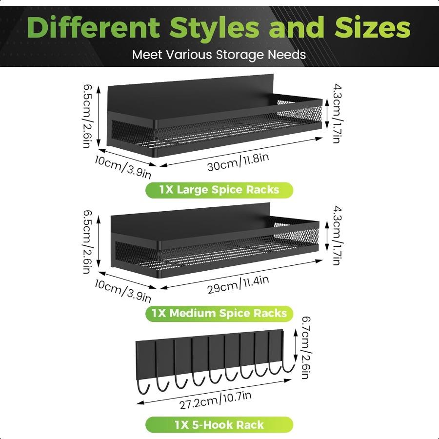 

Набор из 3 штук Прочная магнитная полка для специй для холодильника на духовку Передвижные кухонные органайзеры и хранение для специй Полка Настенный United States
