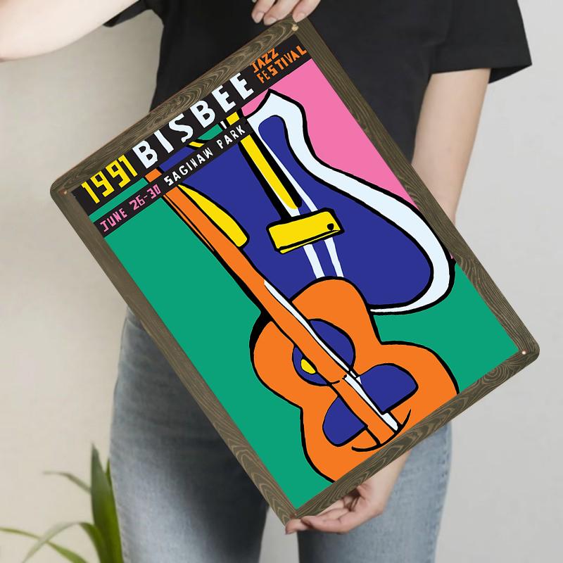 

Bisbee Jazz Festival Vintage Metal Wall Art Colorful Music Poster Decor for Home Bar 20x30cm（7.8x11.8inch）