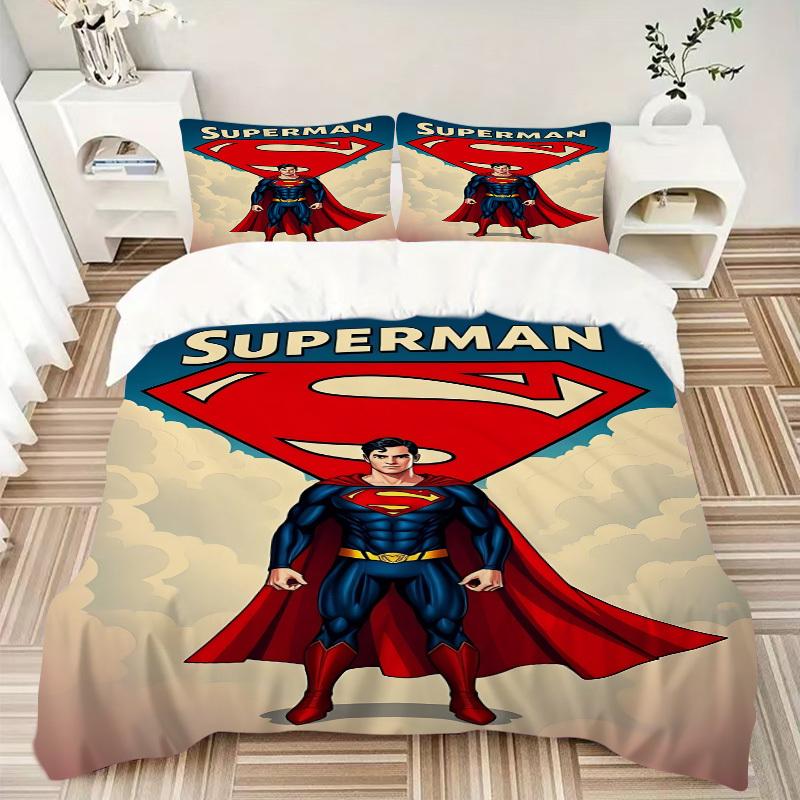 3pcs Superman Cover Set,Soft Comfortable Duvet Cover,Guest Room (1*Duvet Cover + 2*Pillowcases, Without Core) Yy251024178