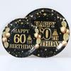 60th Black Gold Birthday Disposable Tableware Happy 60th Birthday Party Decoration Adult Favors Gift Dinnerware Banquet Supplies