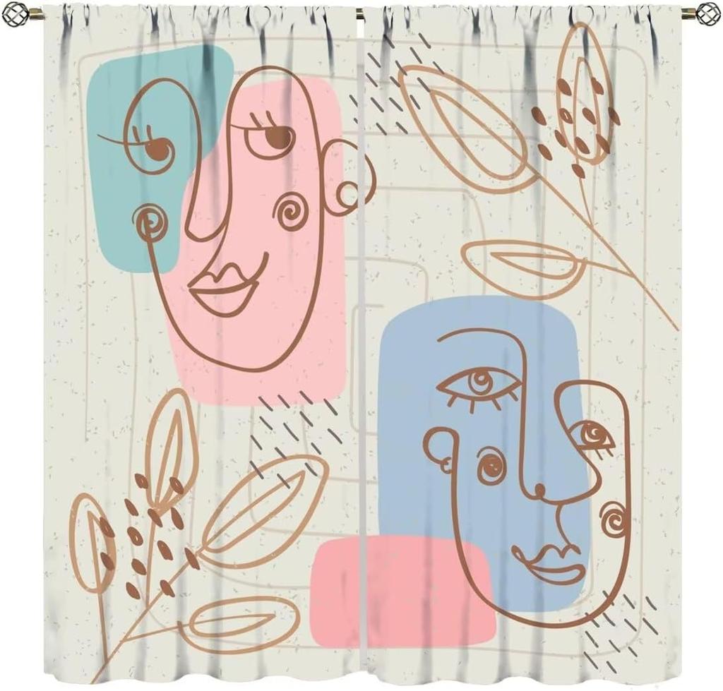 Modern Black White Window Curtains Minimalist Line Abstract Art Treatments Style Dcor Drapes Living Bedroom Nordic Made Of Polyester Decor Treatment