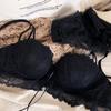 Sexy 1/2 Cup Push Up Bra Set Women Lace Flowers Embroidery Underwear Wire Free Thickened Cup Romantic Detachable Strap Lingerie